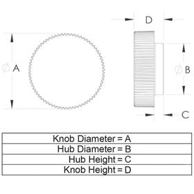 N1-N6 Press-On Knob Line Drawing