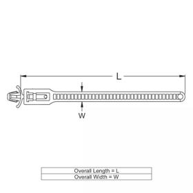 P110415 Mounting Cable Ties - Push In Tension Wings - Line Drawing