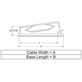 Flat Cable Clamp - Adhesive Mount Hinged with Tension - Line Drawing