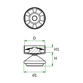 Push-On Tilt Glide - Line Drawing