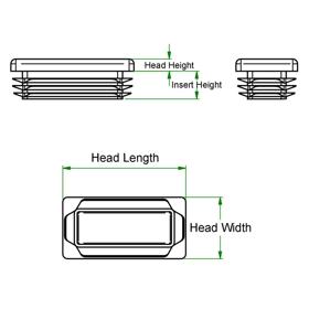 Rectangular Inserts & Glides - Line Drawing