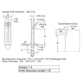 P160037_Vertical_Card_Guides-Snap_In_Locking_Release_Tab - Line Drawing