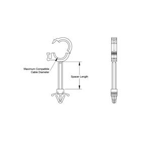 Cable Clamps - Standoff, Side Entry - Line Drawing