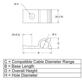 P110675_Cable_Clamps_-_Half_U_Screw_Mount - Line Drawing