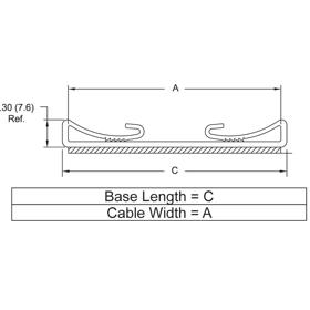 Flat Cable Clamp - Adhesive Mount Dual Clamp - Line Drawing