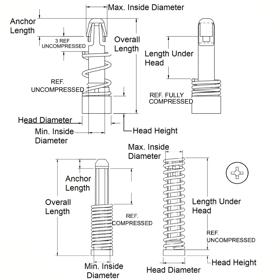 Push-In Rivets - Heat Sink - Line Drawing
