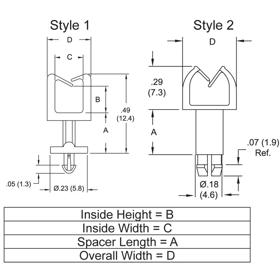 P110650 Wire Saddle - Mini Snap In Standoff - Line Drawing