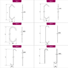 C Shaped Round Wire Hooks - Line Drawing