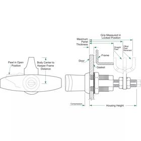 Compression Latches - T Handle - Line Drawing