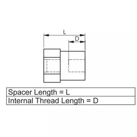 P160136_Female_To_Female_Standoff-Hexagonal_Bottom_Metric_Threaded_Insulator_Nylon_Brass - Line Drawing