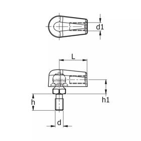 Gas Spring End Fittings - Line Drawing