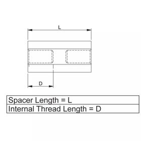 P160138_Female_To_Female_Standoff-Hexagonal_Metric_Threaded_Insulator_Nylon_Brass - Line Drawing