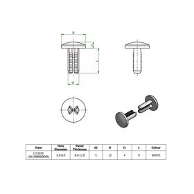 Ratchet Rivets - Nylon - Line Drawing