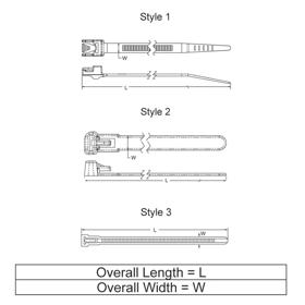 Standard Cable Ties - Releasable Easy - Line Drawing