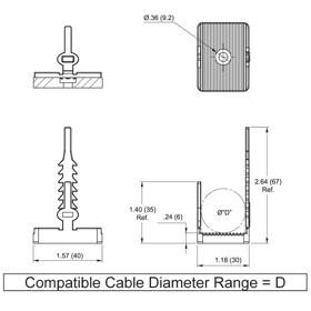 P110085_Wire_Clip-Adhesive_Screw_Mount_Adjustable_Rubber - Line Drawing