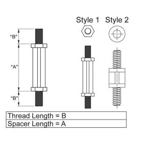 P160156_Male_To_Male_Standoff-Hexagonal_Plastic - Line Drawing