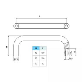 Metal One-Piece Pull Handles - Line Drawing