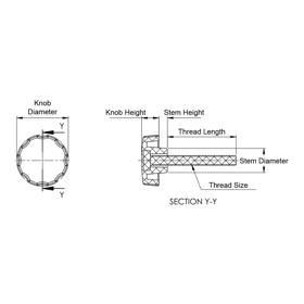 Fluted Grip Knobs - Line Drawing