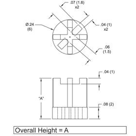 P160117_LED_Spacers-Round_Imperial_Spacers_Exruded_Natural_T-1_3_4 - Line Drawing