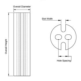 P160118 LED Spacers - Round Imperial Spacers Extruded Black T - 1 T1 - 3 4 - Line Drawing