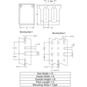 P110155_Cable_Duct-Screw_Mount_Slotted - Line Drawing