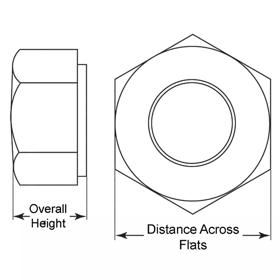 Standard Hex Nuts - Plastic - Line Drawing