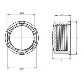 Threaded Sealing Caps - BSP/Gas Threads - Line Drawing