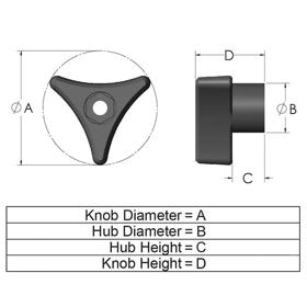 Hex Series_3P4 Snap-Lock Knob Line Drawing