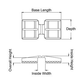 Flat Cable Clamp - Adhesive Mount, Snap Over - Line Drawing