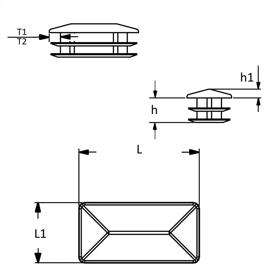 Rectangular Inserts & Glides - Lightweight - Line Drawing