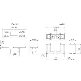 P160091_Fuse_Covers-Holder_and_Cover - Line Drawing