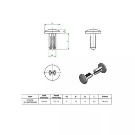 Ratchet Rivets - Nylon - Line Drawing