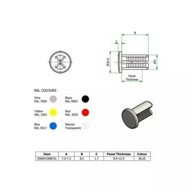 Ratchet Rivets - Nylon - Line Drawing