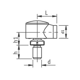 Gas Spring End Fittings - Line Drawing