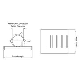 Adhesive Mount Locking Cable Clamp - Line Drawing