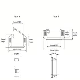 Wire Saddle-Panel Cutout Hinged Locking Top - Line Drawing