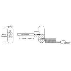 T-Knob Detent Pin - Line Drawing