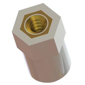 Female To Female Standoff - Hexagonal Bottom, Metric Threaded, Insulator, Nylon/Brass