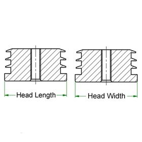 Square Threaded Inserts & Glides - Metal - Line Drawing