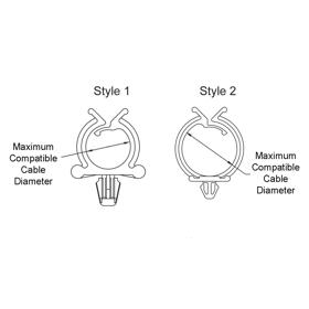 Cable Clamps - Plug In, Round Wire Saddle - Line Drawing