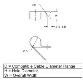 P110037_Cable_Clamps_-_Screw_Mount_P_Style_Aluminum - Line Drawing
