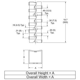 P110150_Cable_Duct-Adhesive_Screw_Mount_Flexible_Slotted - Line Drawing