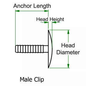 Snap-Together Rivets - Male/Female Ratchet - Line Drawing