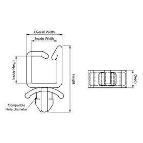 Non-Locking Wire Saddles - Cable Clip - Line Drawing