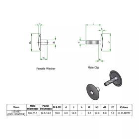 Ratchet Rivets - Nylon - Line Drawing