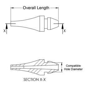 Strain Relief Bushings - Fibre Boot - Line Drawing