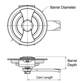 Furniture Locks - Heavy Duty Cabinet Lock - Line Drawing