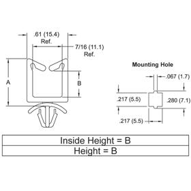 P110143_Wire_Saddle-Non_Locking_Snap_In_Square_Hole__Mount - Line Drawing