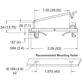 Flat Cable Clamp-Snap In Hinged No Tension - Removable - Line Drawing