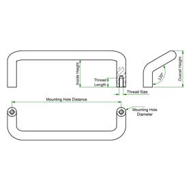 Metal One-Piece Pull Handles - Line Drawing